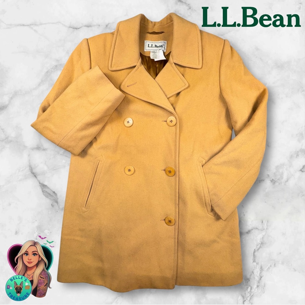 L.L.Bean Pea Coat Women's 6 Double Breasted Wool‎ Cashmere Anchor Buttons Jacket
